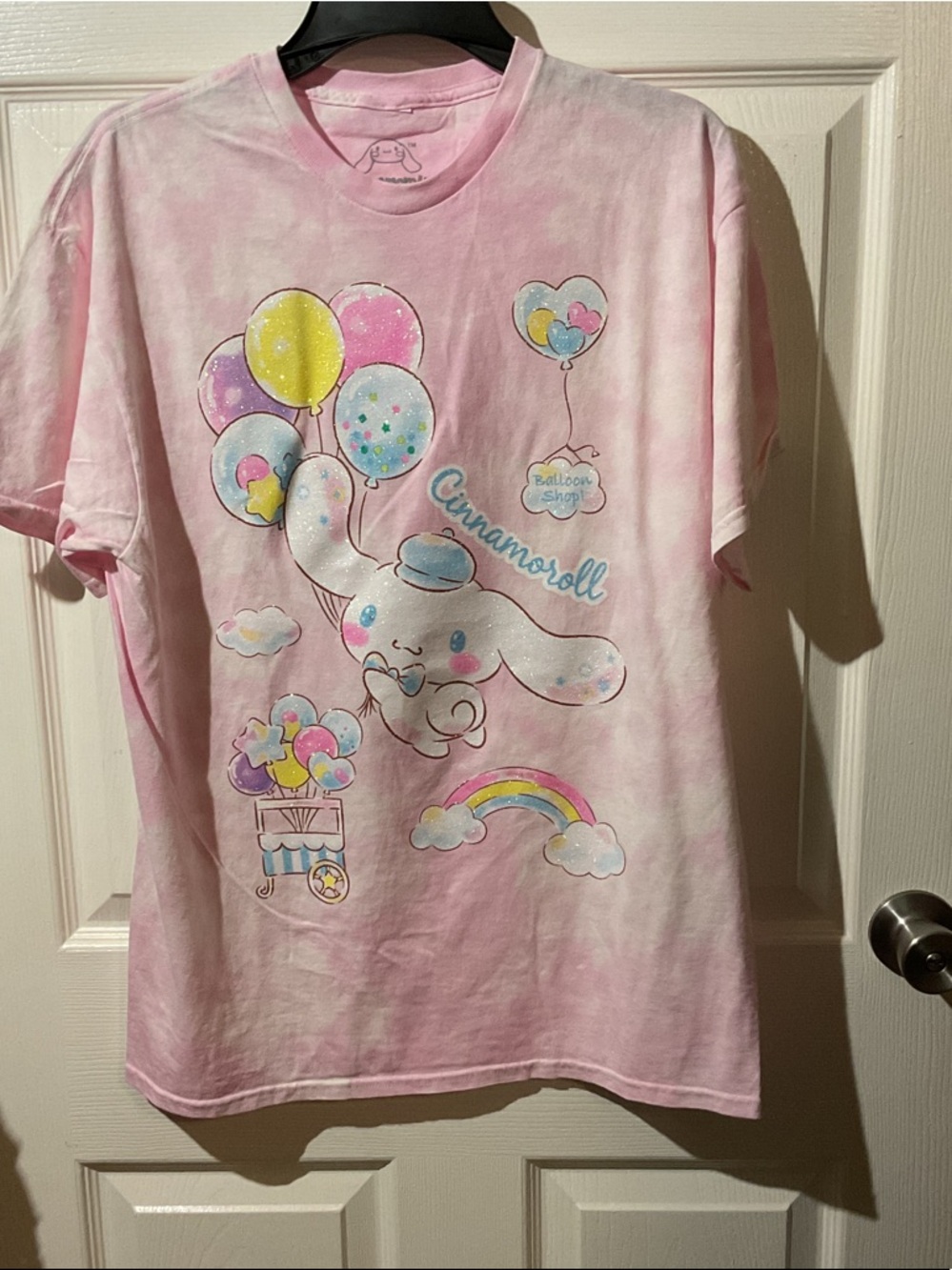 NWOT Sanrio Cinnamoroll Pink Tie-Dye Tee with Pastel Balloon Graphic